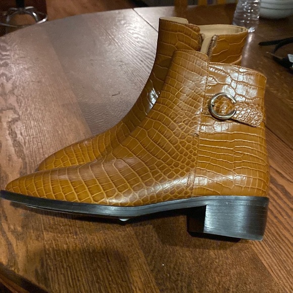 Aquatalia Fara Croc Embossed Leather Boot Size 9.5 - Picture 4 of 11